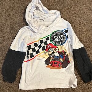 Kids White and Black Long Sleeve Graphic Hoodie